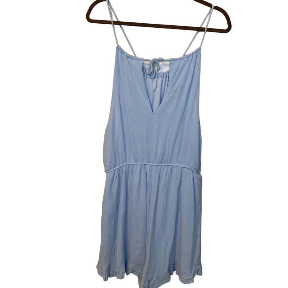 Francesca’s Romper Women's Size Large Baby Blue Ruffle‎ Bottom NWT